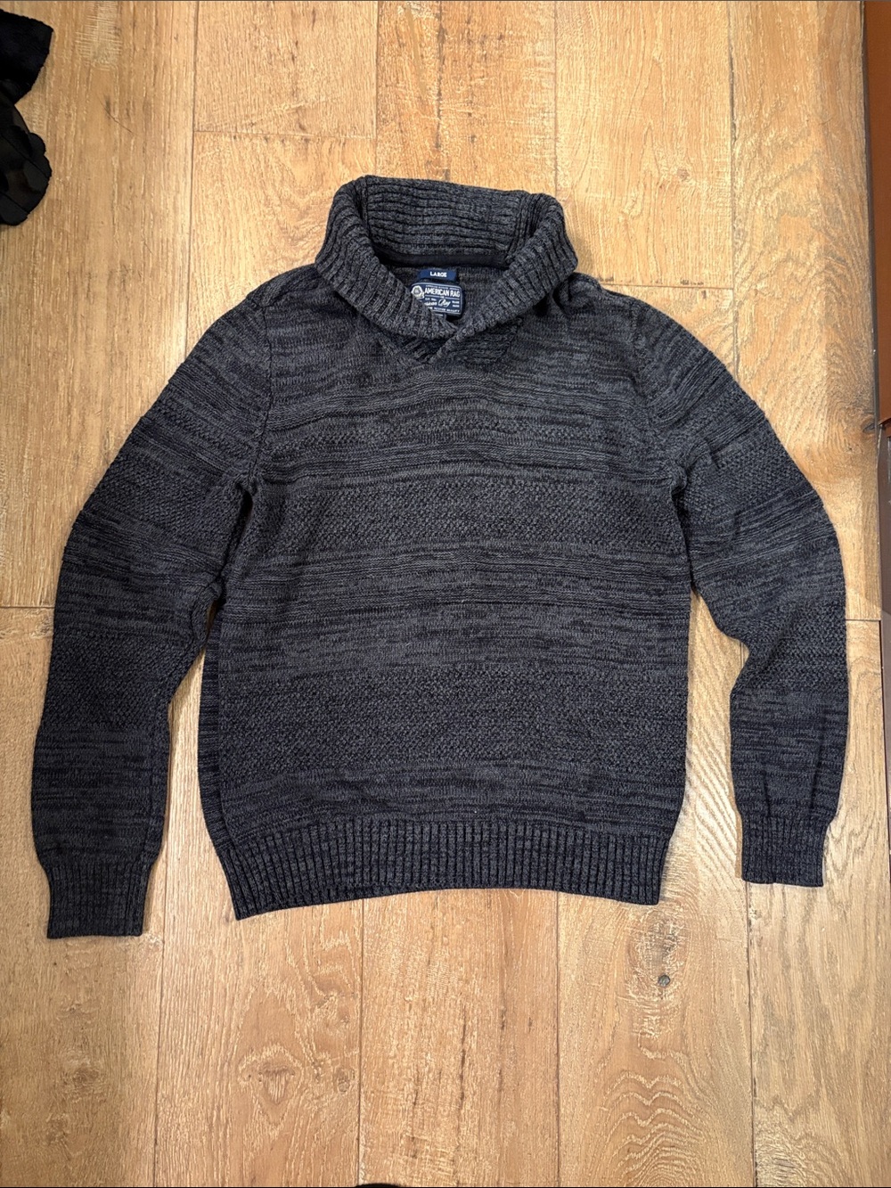 Men's American Rag Shawl Collar Knit Sweater - Charcoal Gray